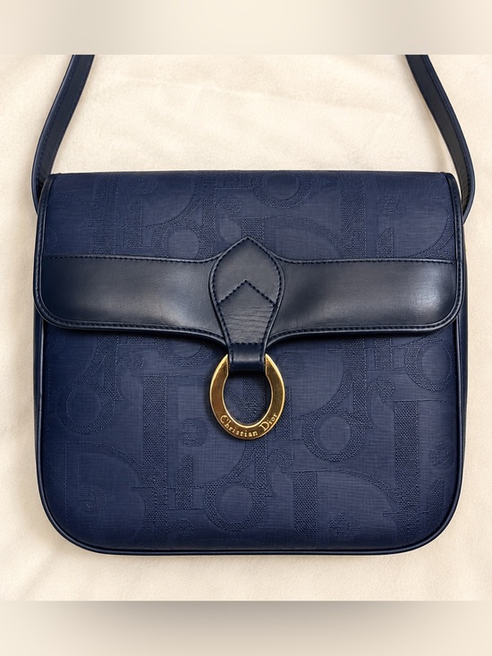 Dior Handbags - Rare Vintage Christian Dior Navy Oblique Monogram Jacquard Shoulder Bag w/ COA✨